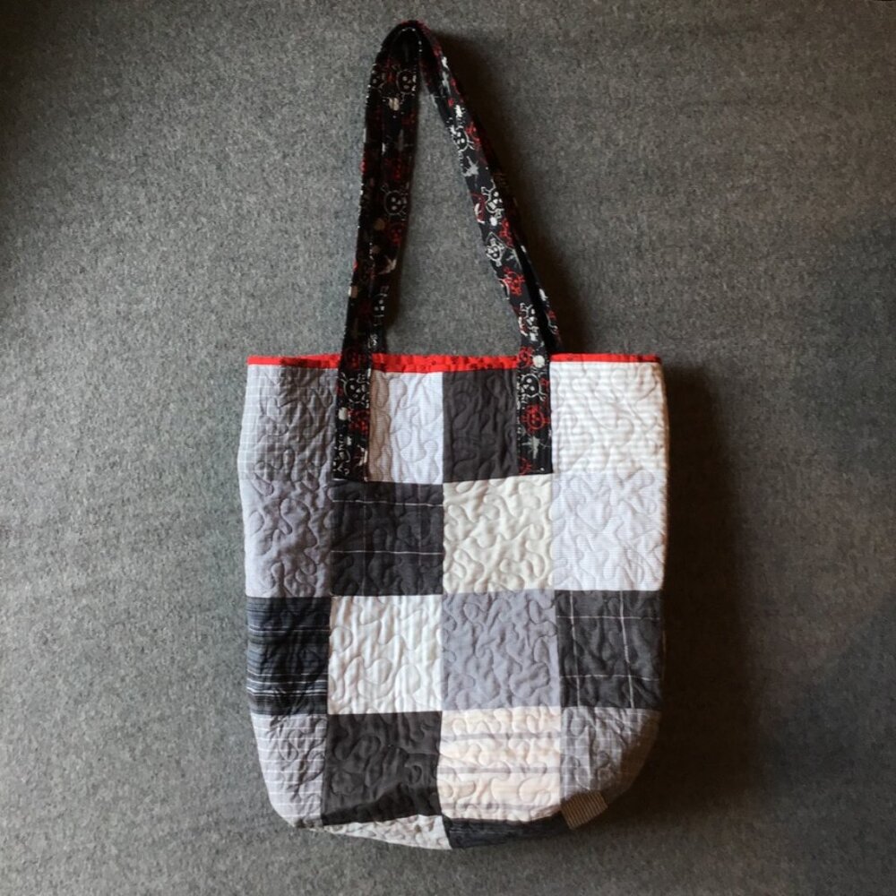 Custom‎ Quilted Patchwork Tote Bag Purse with Skulls